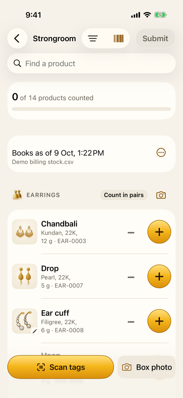 The count after loading the books, with the time they are as of.